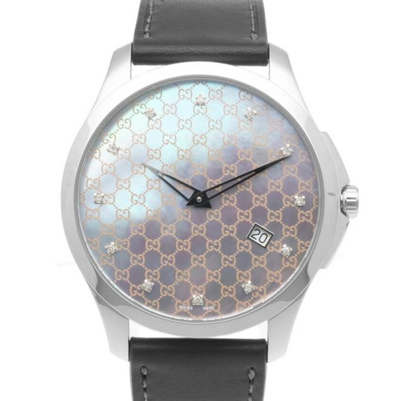 Gucci G Timeless Watch Stainless Steel 126.3 Quartz Men's GUCCI Shell Dial 12P D - Picture 1 of 5